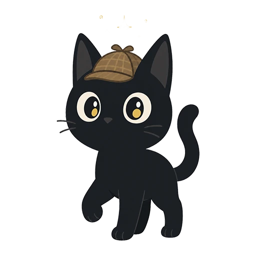 ひらめいた顔の黒猫のワトソン
