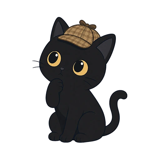 考えこむ黒猫のワトソン